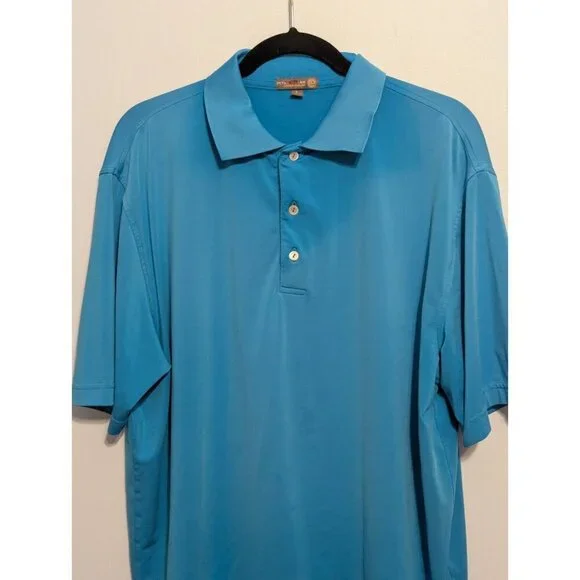 Peter Millar Polo Shirt Mens Large Blue Summer Comfort Short Sleeve Golf Top - Picture 2 of 5